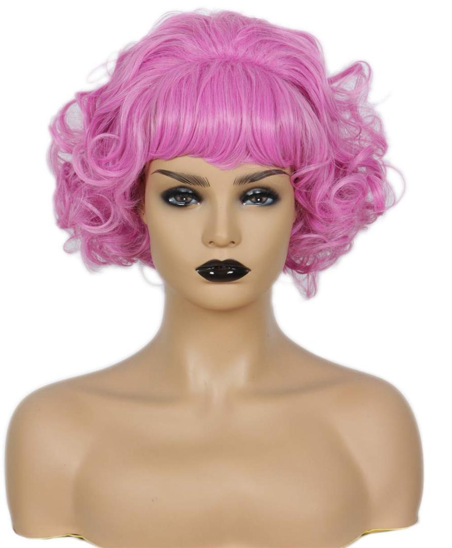 50S Short Pink Wigs Halloween Costume Cosplay Curly Party Wig for Men