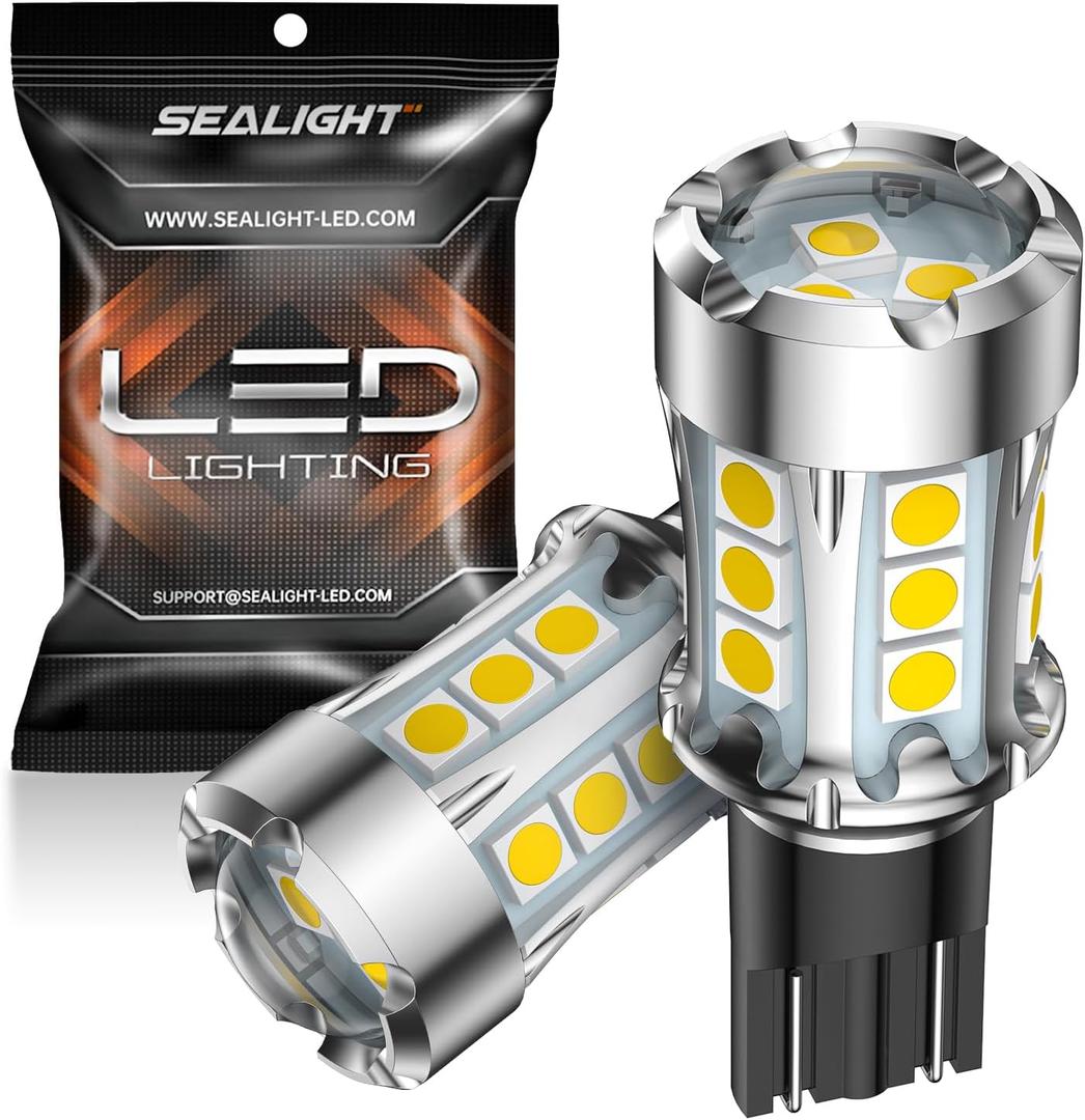 SEALIGHT 921 LED Bulb Reverse Light 600% Brighter T15 906 904 916 W16W 921 LED Bulb with Projector Replacement Tail Backup Reverse Lights, Non-polarity, Xenon White Pack of 2