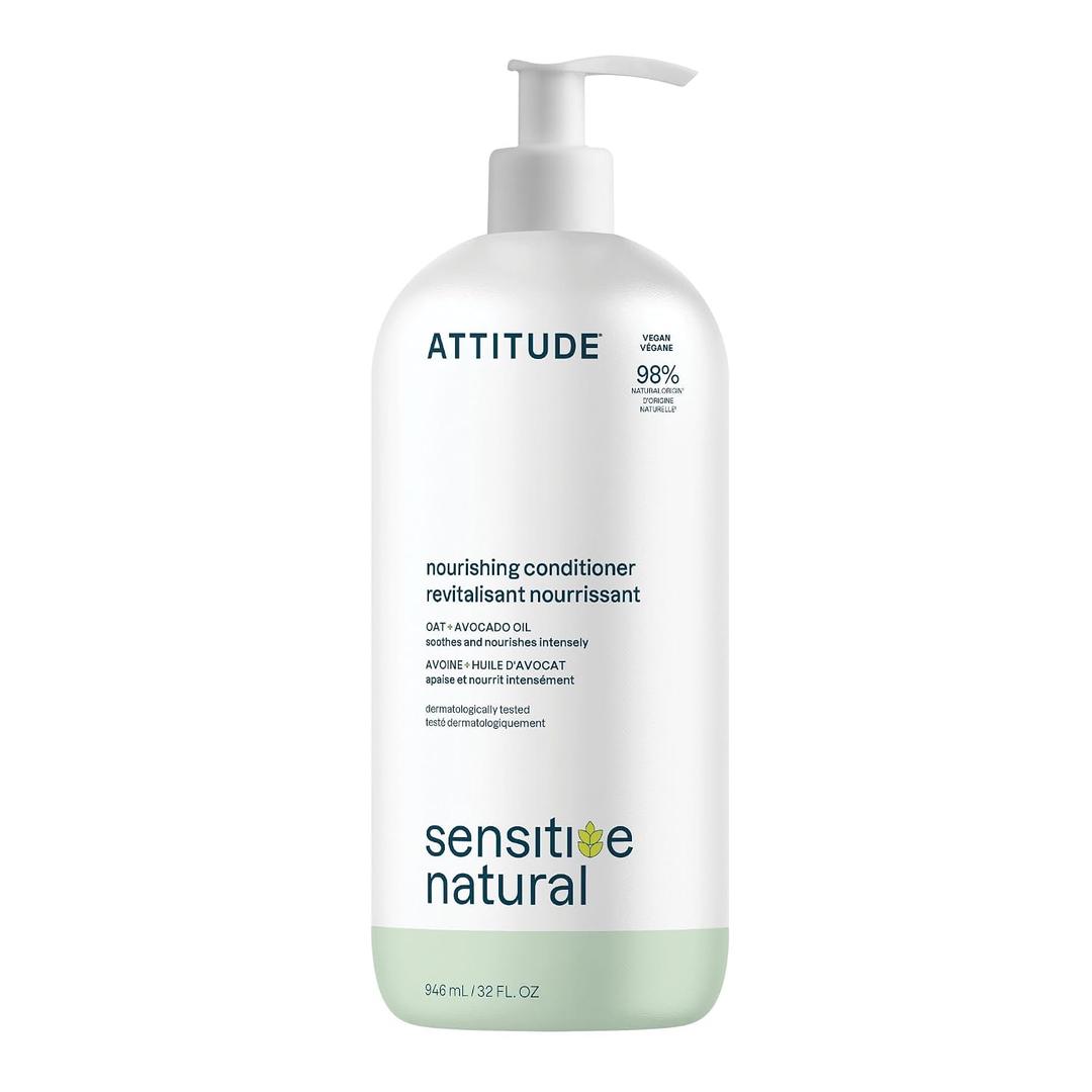 ATTITUDE Nourishing Hair Conditioner for Sensitive Dry Scalp, Dry and Damaged Hair, Soothing Oat, Naturally Dervied Ingredients, Dermatologically Tested, Vegan Detangler, 32 Fl Oz