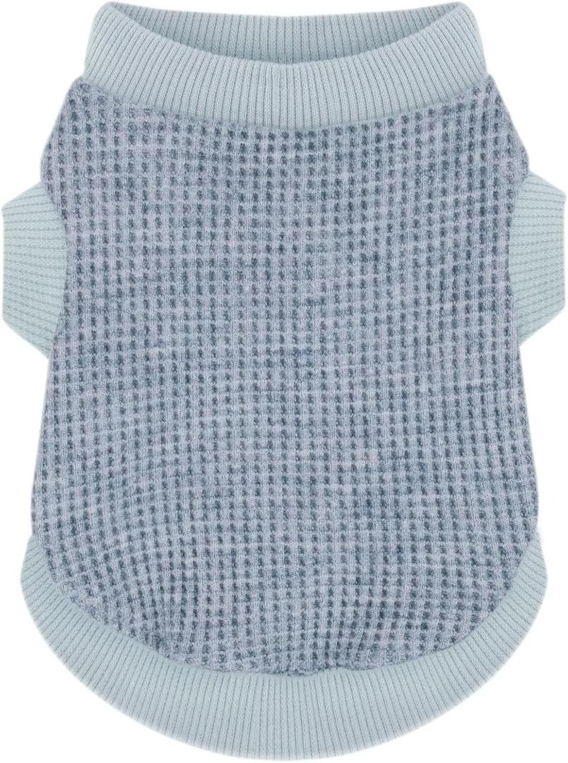 Cozy and Functional Dog Shirts for Small Puppies: Stretchable Blue Attire with Easy-On Design, Ideal for Chihuahuas and Yorkies - Enhance Comfort and Playfulness on Chill Days Large (9~17lb) | Chest(~17.5")