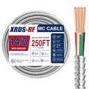 14/3 Metal Clad MC Cable 250FT, 14/3 Electrical Wire 3 Conductor Armored Wire with Ground, THHN Solid Copper & Flexible Aluminum Armor for Commercial and Residential Circuit