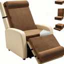 5-in-1 Recliner Egg Crate Foam Seat Cushion with 27'' High Back,Footrest and 2 Adjustable Half Moon Pillows, Non-Slip Recliner Pads with Velvet Cover for Elderly, Brown