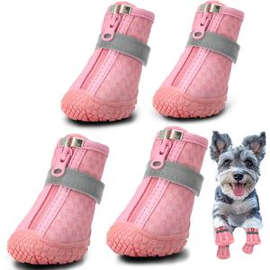 Hcpet Dog Shoes for Small Dogs, Dog Boots & Paw Protectors for Hot Pavement Winter Snow Hiking, Anti-Slip Dog Booties for Hardwood Floor Pink Size 2 (#2 (Width 1.29 inch) for 6.6-11.0 lbs)