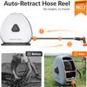 Giraffe Tools Retractable Heavy Duty Hose Reel, 1/2" x 100FT Automatic Rewind Garden Hose Reel with 360 Swivel Base, Ground Mounted for Lawn, Patio, Concrete Floor & Yard Watering