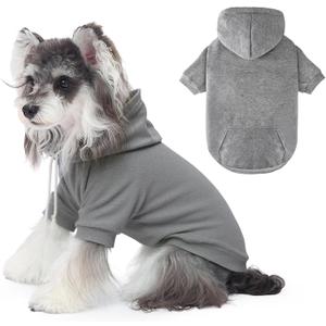 Dog Basic Hoodie Soft Dog Clothes Cold Weather Sweaters for Medium Large Dogs Cozy Fabric Warm Sweatshirt with Leash Hole (Grey, S (Back: 12.6",Chest:18.11", Neck: 13.78"))