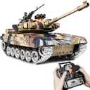 RC Tank, 1:18 Russian T-90 Metal Tracks Remote Control Model Tank Toys, 2.4Ghz Army Toys with Smoke, Sound and Light, RC Military Vehicle That Shoots BBS and Water Bullets for Adults and Kids