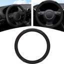 Carbon Fiber Car Steering Wheel Cover, 15 Inch Universal Leather Elastic Steering Wheel Protector, Anti-Slip Automotive Interior Accessories for Most Car Models (Black)