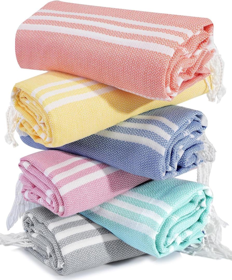 6 Packs Oversized Turkish Beach Towels Set Vacation Essentials Bulk Extra Large Sand Free Quick Dry Clearance Swim Bath Camping Pool Towel Travel Blanket Adult Cruise Accessories Vacation Stuff 