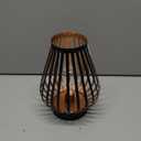 JHY DESIGN Metal Cage LED Lantern 8.7''H Battery Powered Cordless Accent Light with LED Edison Style Bulb Great for Weddings Parties Patio Events Indoors Outdoors Christmas Decorations (Bronze egg)