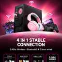 Wireless Gaming Headset, 7.1 Surround Sound, 2.4GHz USB Gaming Headphones with Bluetooth 5.4, 100H Battery, ENC Noise Canceling Mic, RGB Light, Wireless Headset for PC PS5 PS4 Mac Switch (Gray-Pink)