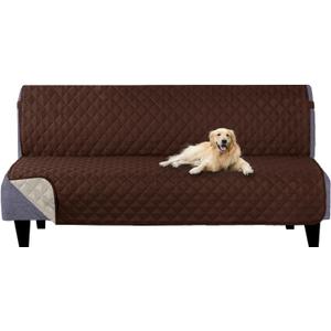 U-NICE HOME Futon Sofa Covers Reversible Sofa Slipcover Armless Couch Cover Furniture Protector Water Resistant (Futon, Brown/Beige)