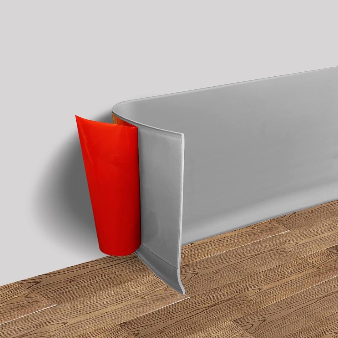 Vinyl Wall Base Baseboard Molding Trim 4" Flexible Self Adhesive Rubber Wall Base Moulding Trim Peel and Stick Design, 4 Inch x 40 Feet, Gray