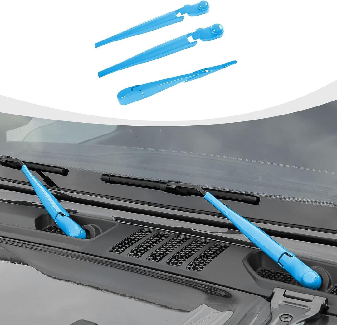 RAZPOY JL Front & Rear Window Wiper Blades Trim, Windshield Wiper Blade Cover Compatible with 2018-2023 Jeep Wrangler JL JLU & Gladiator JT, Light Blue