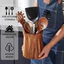 Wooden Utensil Holder for Countertop, 360 Rotating Kitchen Utensil Holder, 7.2"x 6" Large Acacia Wood Crock, Farmhouse Kitchen Decor
