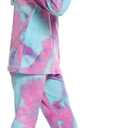 Arshiner Girl's 2 Piece Tie-dye Pullover Hooded Sweatshirt Set Sweatsuits and Sweatpants (Pink)