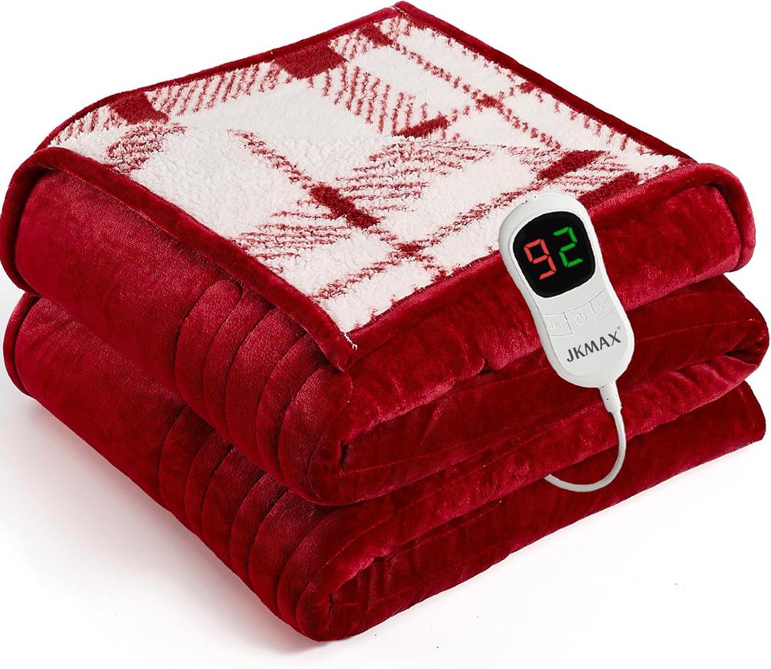 Heated Electric Blanket Full Size - 72"x84" Flannel Heating Blanket with 10 Heating Levels & 5 Time Settings Over-Heat Protection, Winter Warmer for Adults with ETL Certification, Red