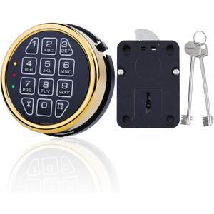 Gun Safe Lock Replacement with Right Swing Bolt Lock & 2 Emerency Keys, Digital Electronic Gold Keypad Lock for High Security Safe Box and Security Cabinet (Right Swing Bolt)