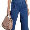 POTILI Women Denim Overalls Bib Baggy Overall Jumpsuit Straight Wide Leg Stretchy Jean Pants Fashion 2025 M/L