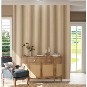Oxdigi Wooden Slat Peel and Stick Wallpaper - Self-Adhesive Contact Paper with 3D Visual Effect 23.6" X 196" Light Wood