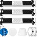 3Pcs Stainless Steel Pool Ladder Steps Replacement with Pool Ladder Escutcheon & Pool Ladder Bumpers 1.9 Inch Non Slip Swimming Pool Ladder Rung Step with Bolts for Inground and Above Ground Pools