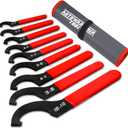 9Pcs Coilover Spanner Wrench Set, Adjustable Shock Wrench Universal Carbon Steel Spanners for Most Coil Over Shock Adjustments (Red)