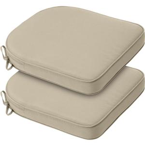 BPS 21 x 21 Inch Outdoor Chair Cushion Set of 2, Fade-Resistant and Water-Resistant Solution-Dyed Polyester Fabric Patio Chair Cushions with Straps for Outdoor/Indoor Dining Chairs