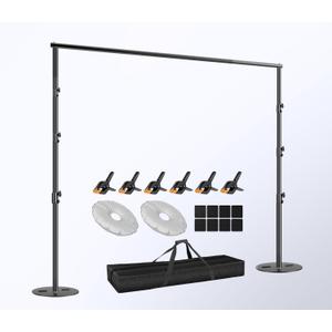 EMART Backdrop Stand Heavy Duty 1010ft Adjustable Pipe and Drape Photo Booth Kit with Clamps, Water Bags, Anti-Slip Pads, Carry Bag for Photography, Wedding, Party Decorations, 10 x10