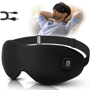 Silk Cordless Heated Eye Mask, Washable Heat Eye Compress for Dry Eye Electric Eye Heating Pad Warm Eye Mask for Eye Fatigue Stye Sinus Blepharitis MGD Gifts for Men Women (Black)