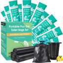 30 Portable Toilet Bags Poo Gel Set, 8 Gallon Camping Toilet Bags with Portable Absorbent Toilet Gel, Urine Powder with Potty Trash Waste Bags for Outdoor Camping, Traveling, Emergency (Blue)