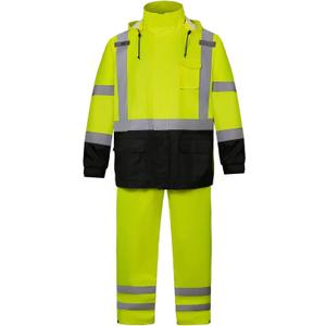 SRsafety High Visibility Rain Gear, Class 3 High Visibility Work Rain Gear for Men, Construction Rain Suits, Yellow , L/XL 