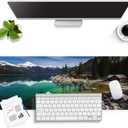 Knseva. Large Gaming Mouse Pad with Stitched Edges, California Sierra Nevada Lake Tahoe Rocky Mountains Landscape, Anti-Slip Rubber Base & Smooth Fabric Surface XXL Extended Desk Mat (Blue Water)