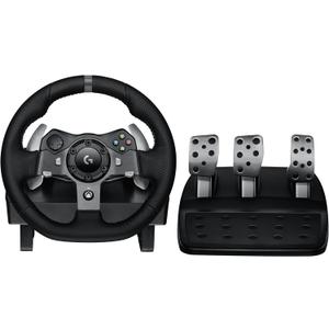 Logitech G920 Driving Force Racing Wheel and Floor Pedals, Real Force Feedback, Stainless Steel Paddle Shifters, Leather Steering Wheel Cover for Xbox Series X|S, Xbox One, PC, Mac - Black
