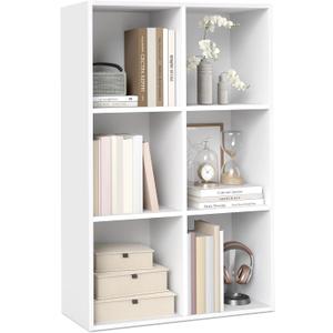 VASAGLE Custos Collection - Bookshelf, Bookcase, Cube Shelf with 6 Compartments, 9.4 x 25.8 x 38.6 Inches, Storage Shelf, for Living Room, Home Office, Dining Room, Cloud White ULBC423W01