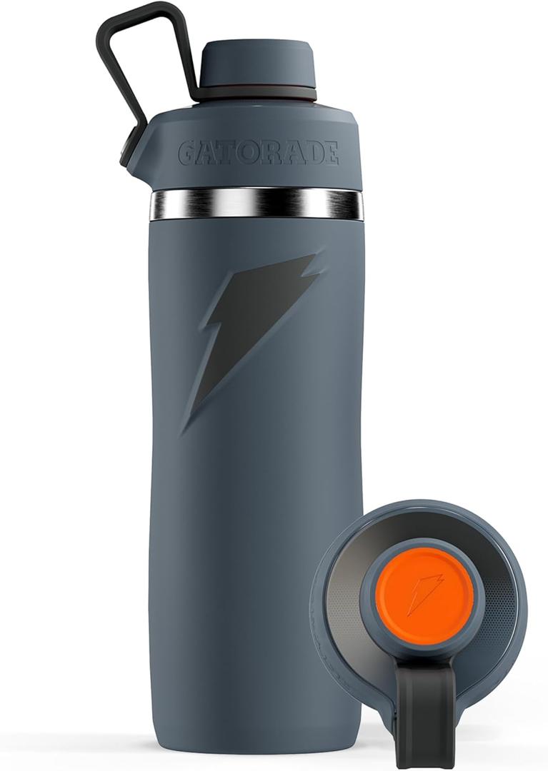 Gatorade 'Overtime' 32oz Stainless Steel Water Bottle, Twist Cap, Grey (Gray)