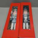 Huwena 2 Pcs Christmas Nutcracker Ornaments 12 Inch Christmas Wooden Ornament Set Soldier Doll Sequins Nutcracker for Table, Xmas Holiday Crafts Decoration(Stylish)