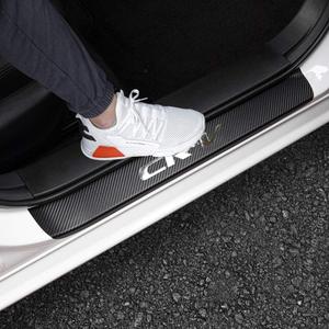 LEXLEY for 2006-2023 2024 2025 2026 CRV CR-V Carbon Fiber Style Leather Door Sill Protector Anti-Dirty Scuff Plate Cover Guard Sills Protector Trim,Welcome Pedal Protect 4PCS -Sliver