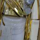 700 PCS Gold Plastic Dinnerware for 100 Guests, Gold and White Disposable Plates include 100 Dinner Plates,100 Dessert Plates,100 Silverware Set,100 Cups,100 Napkins