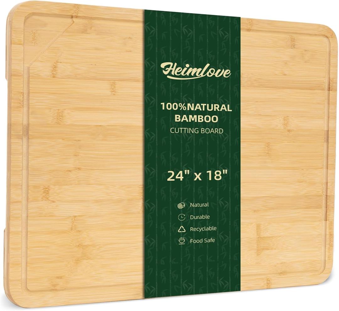24" Extra Large Cutting Board, Wooden Cutting Boards for Kitchen Charcuterie Boards with Juice Groove and Handles, Chopping Board for Meat, Vegetables and Cheese