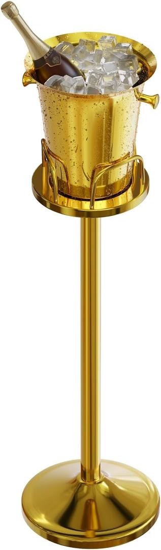 Ice Bucket with Stand Standing Champagne bucket for Party Stainless Steel Wine Bucket Wine Cooler with Stand 5L Wine Chiller for Bar Ktv Weding