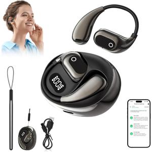 AI Translation Earbuds Real Time, 3-in-1 Translator Earbuds 144 Languages & Accen, Openair 5 OWS Translation Wireless Bluetooth Earphones, Open Air Translator Earphones fit iOS & Android (Black)
