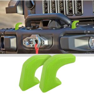 JWWY Bumper Tow Hook Covers Tow Trailer Hitch Receiver Cover Towing Hitch Rubber Sleeve Protector Cover Trim Fit for 2007-2026 Jeep Wrangler JL Gladiator JT 4XE JK Exterior Accessories 2pcs Green