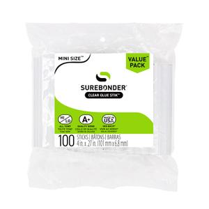 Surebonder DT-100 Mini Size Hot Glue Sticks for Mini Glue Guns 0.27 in. Diameter, 4 in. Length - All Purpose, All Temperature - Great for DIY, Arts, and Crafting - 100 Pack, Clear