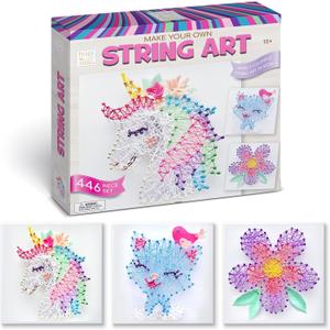 Hapinest String Art Craft Kit for Kids Ages 10-12 and Up, 3D String Art Kit Crafts for Teens, Birthday Gifts for Tween Girls Ages 10 11 12 Years Old and Up, Makes 3 Designs - Unicorn, Cat, and Flower