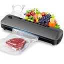 75Kpa Vacuum Sealer for Food, Food Vacuum Sealer Machine with Digital Timer, Moist/Dry Modes, Built-in Cutter & 10 Vacuum Bags  Compact 6-in-1 Sealer (Grey)