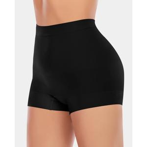 Xioker Womens Seamless Shaping Boyshorts Panties Tummy Control Underwear Slimming Shapewear Slip Shorts, Black, L