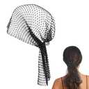 Pack of 2 FINGERINSPIRE Black Rhinestones Mesh Headbands for Women 17.9Inch Rhinestone Stretchy Headwraps Polyester Rhinestone Head Scarf Glitter Hollow Out Hairbands for Female Nightclub Rave Hair Accessories (Black, White)