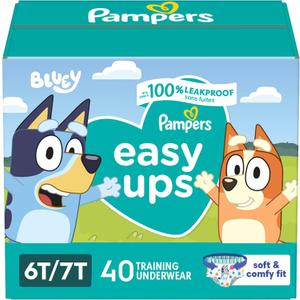 Pampers Training Pants - Easy Ups Boys & Girls Bluey - Size 6T-7T, 40 Count, Children's Potty Underwear Pampers Training Pants - Easy Ups Boys & Girls Bluey - Size 6T-7T, 40 Count, Children's Potty Underwear