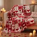 Horaldaily Valentine Flannel Blanket Throw, Plaid Love Hearts Roses Soft Fuzzy Plush Cozy Fleece Blankets for Couch Sofa Bed Lounging, Ideal Gifts for Kids Adults Wife Self, 50x60