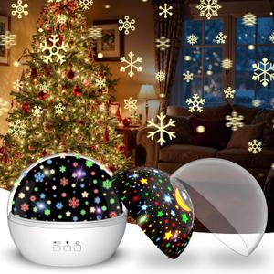 Christmas Snowflake Projector Lights Indoor | Snowfall Nightlight and Kid Star Projector | Indoor Xmas Night Light for Kids Bedroom or Holiday Party Decor (White)