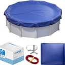 Winter Pool Cover 12 ft Round for Above Ground | Extra Thick & Durable Above-Ground Pool Cover | Sapphire Series of Premium Cold- and UV-Resistant Pool Cover | by Yankee Pool Pillow (Blue)
